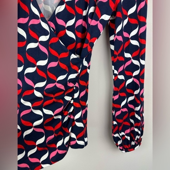Boden Elodie Wrap Top Navy With Ribbons Pattern Size 2 NWT - Picture 7 of 12